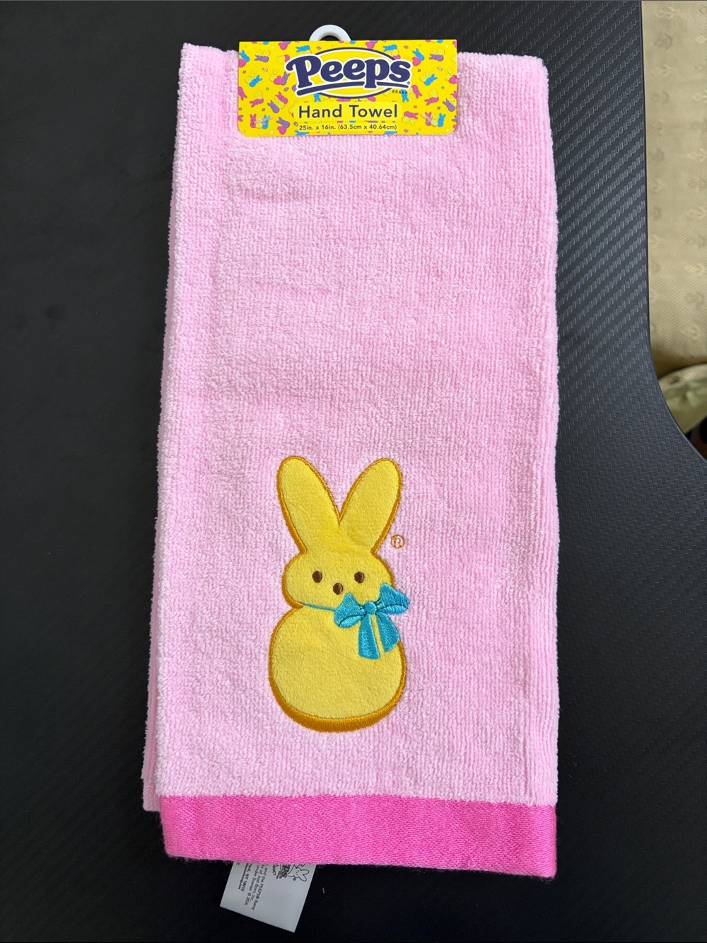 Peeps Pink Embroidered Hand Towel
